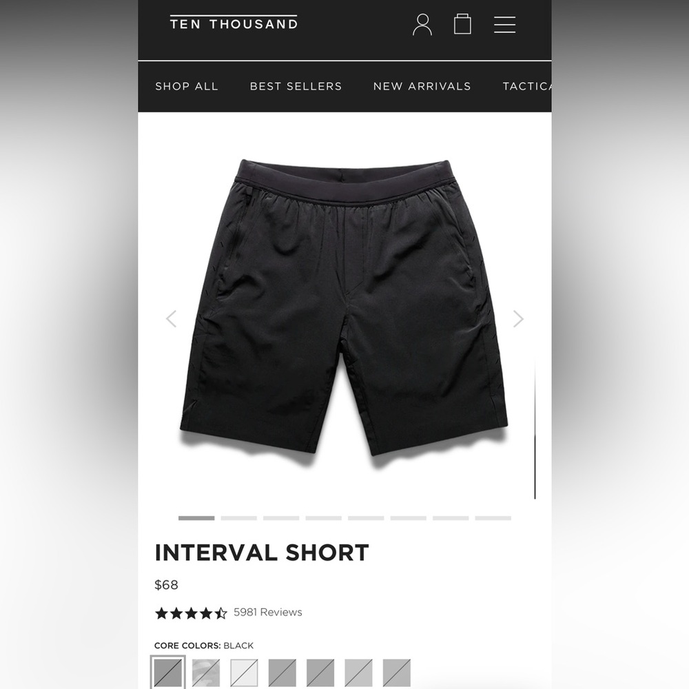 TEN THOUSAND - Men’s Interval Short with Liner 9” Black Sz L - NWT